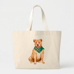 Bolsa Tote Grande Cute Pitbult Dom Pittie Puppy Cachorro Touro