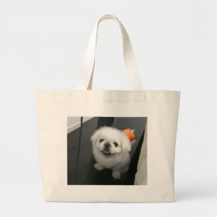 Bolsa Tote Grande Cute shih tzu olhando para a câmara