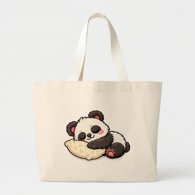 Bolsa Tote Grande Cute Sleeping Panda with Pillow (Frente)