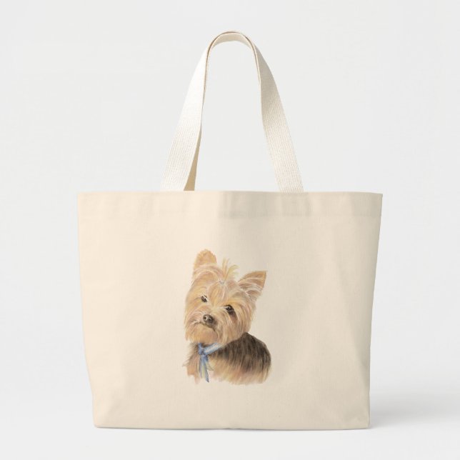 Bolsa Tote Grande Cute Yorkie, Yorkshire Terrier, Cachorro, Pet (Frente)
