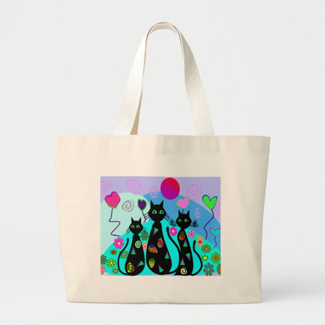 Bolsa Tote Grande Da "gatos fantasia do verão " (Frente)