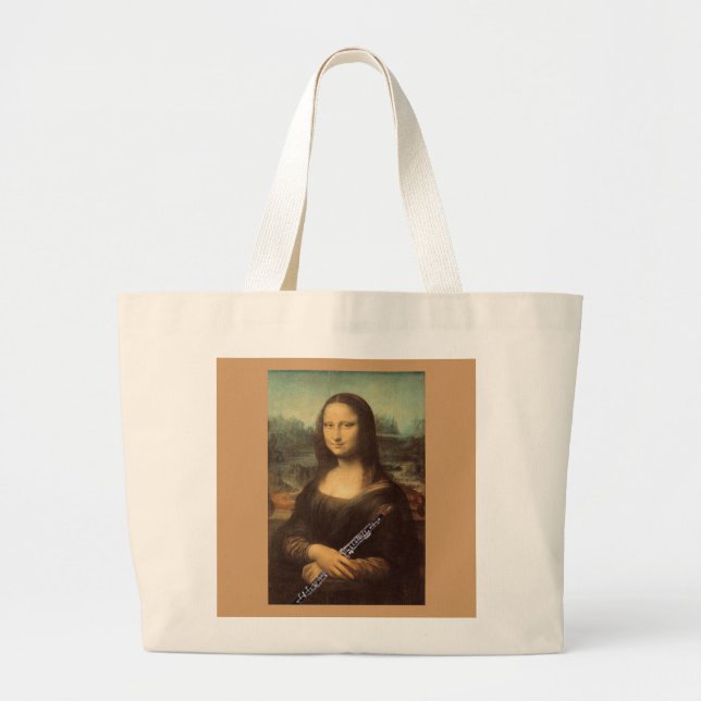 Bolsa Tote Grande Da Vinci, Mona Lisa com um design do saco de Oboe (Frente)