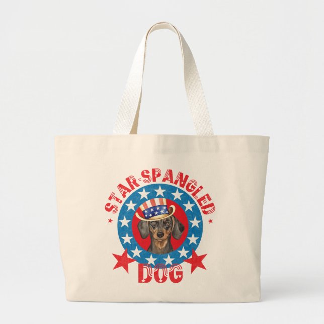 Bolsa Tote Grande Dachshund Patriótico (Frente)