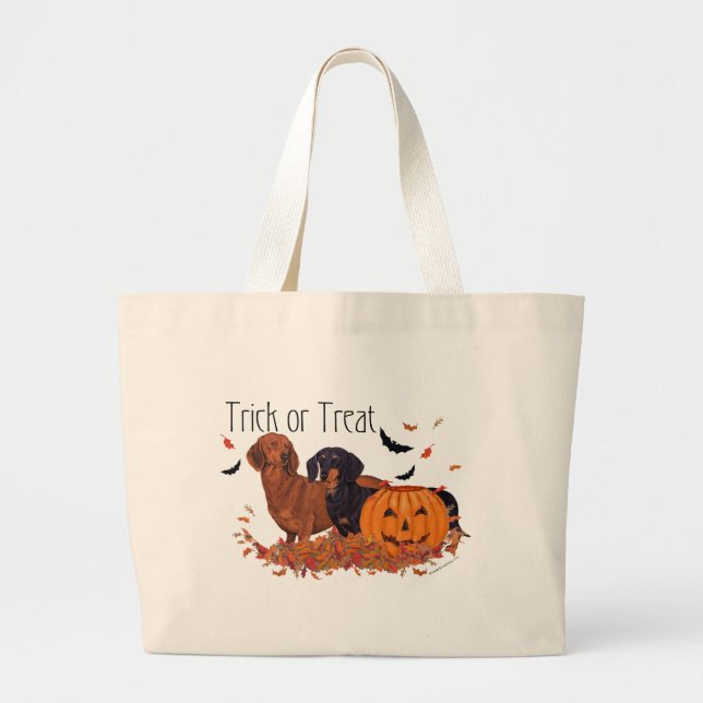 Bolsa Tote Grande Dachshunds Halloween (Frente)