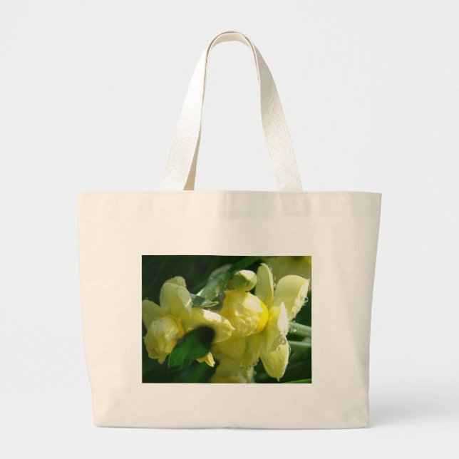 Bolsa Tote Grande Daffodils Com Gotas De Água (Frente)