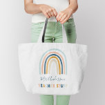 Bolsa Tote Grande Dama bonitinho de caneca azul-arco-íris amarela pe<br><div class="desc">Um presente fofo de caneca azul-arco-íris personalizado amarelo.</div>