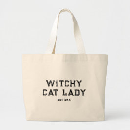 Bolsa Tote Grande Dama de Gato Testemunha Personalizada. Data das mu