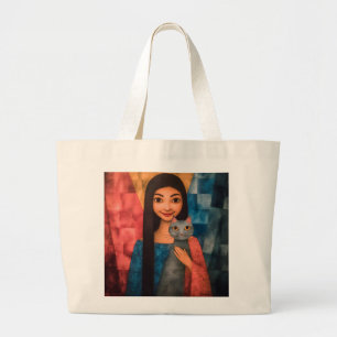 Bolsa Tote Grande Damas & Gatos – Coleção de Retratos Vintage 1