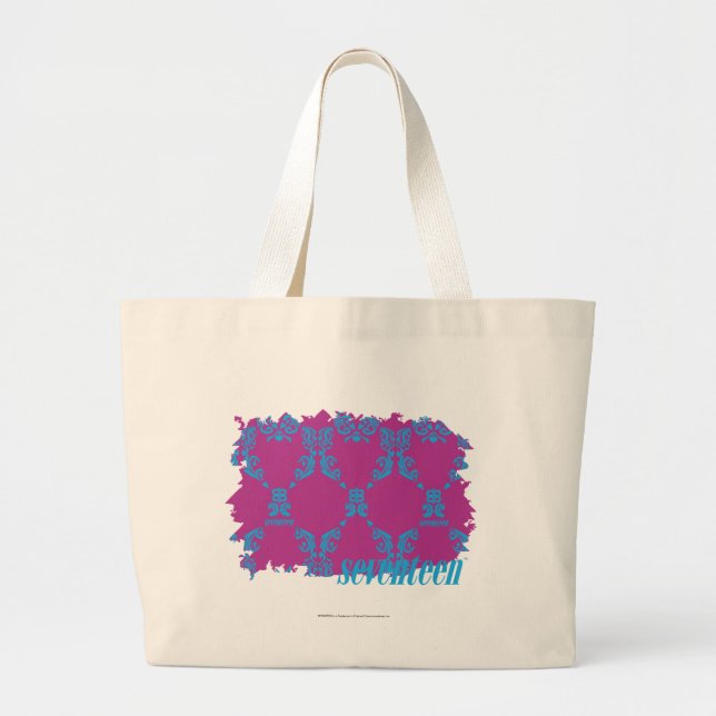 Bolsa Tote Grande Damasco 2 Aqua-Roxos (Frente)