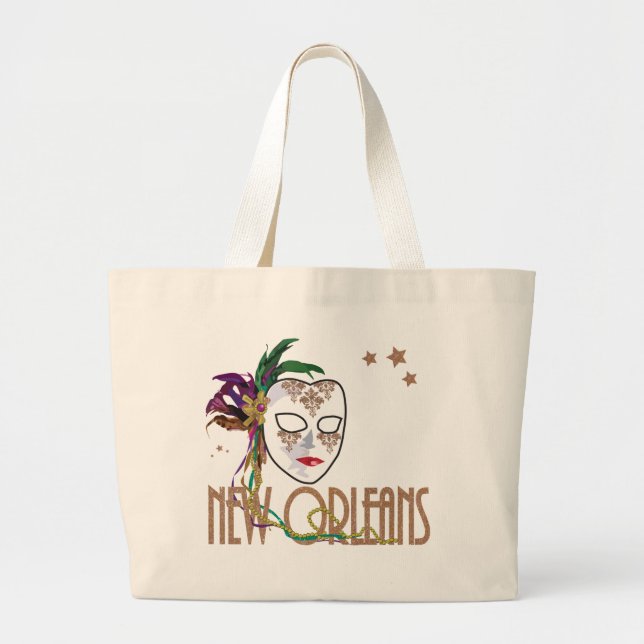 Bolsa Tote Grande Damask New Orleans Mask Bag (Frente)