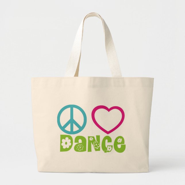 Bolsa Tote Grande Dança do amor da paz (Frente)