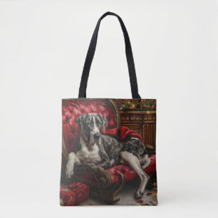 Bolsa Tote Grande Dane Cachorro Festivo