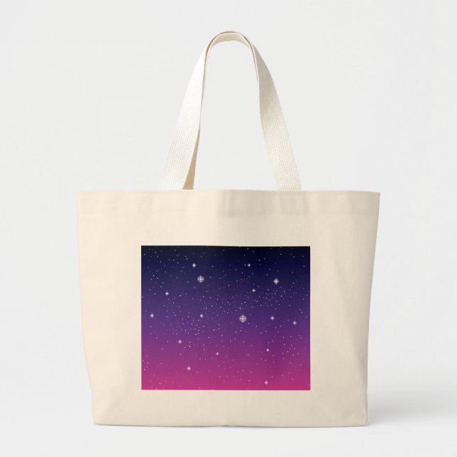 Bolsa Tote Grande Dark Purple Starry Night Sky (Frente)