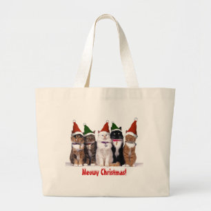Bolsa Tote Grande De "gatos do Natal Meowy "