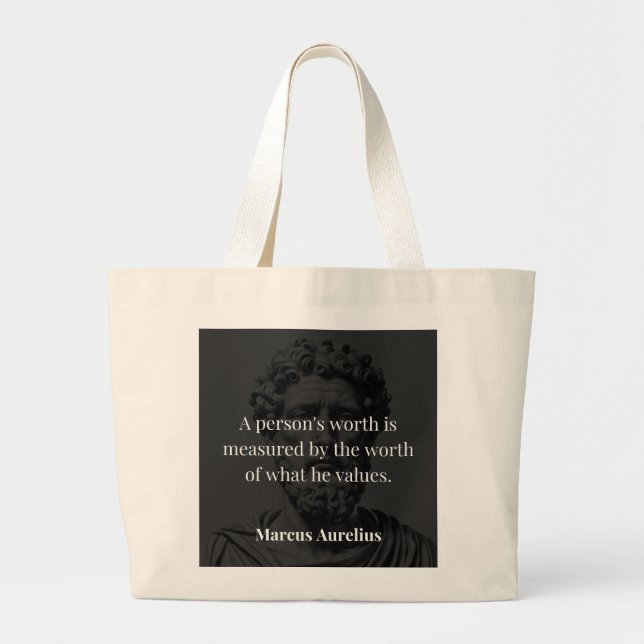 Bolsa Tote Grande Definindo Valor: Marcus Aurelius em Valores (Frente)