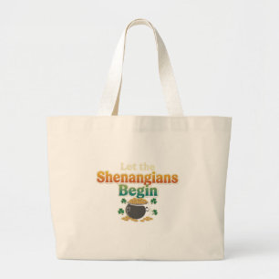 Bolsa Tote Grande Deixe as Travessuras Começarem Camiseta de Citação