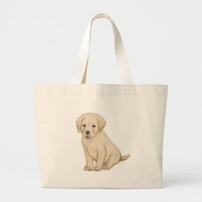 Bolsa Tote Grande Desenho de cachorrinho labrador (Frente)