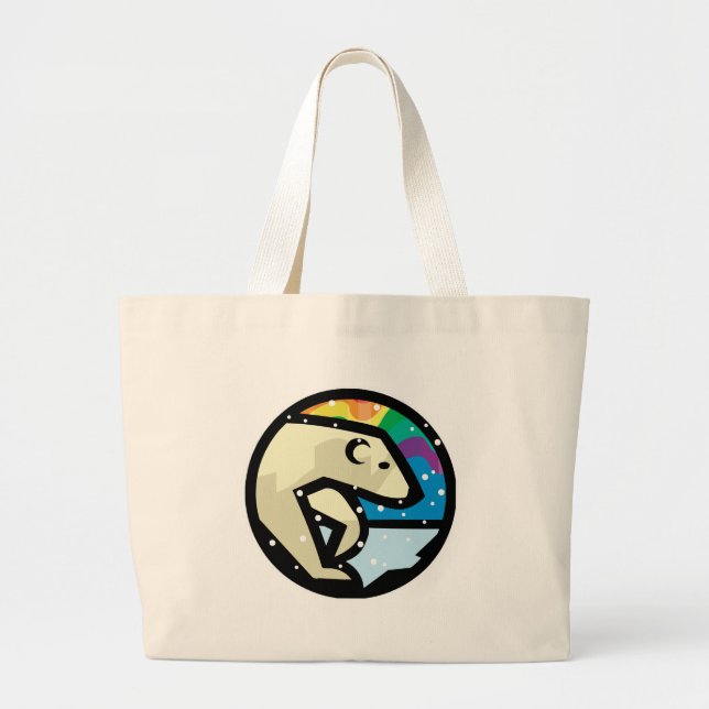 Bolsa Tote Grande desenho de círculo de urso polar (Frente)