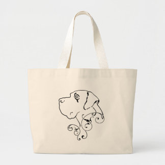Bolsa Tote Grande Desenho de linha Cabeça de Dogue Alemão