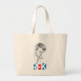 Bolsa Tote Grande Desenho de RFK com Texto de RFK em Vermelho e Azul