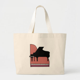 Bolsa Tote Grande desenho de silhueta de piano
