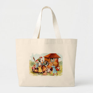 Bolsa Tote Grande Desenho do vintage: A mulher que vive em uns