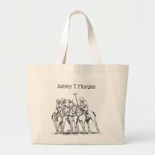 Bolsa Tote Grande Desenho Estilizado Vintage de Partida de Polo #1 P