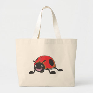 Bolsa Tote Grande Desenhos animados vermelhos legal do joaninha do