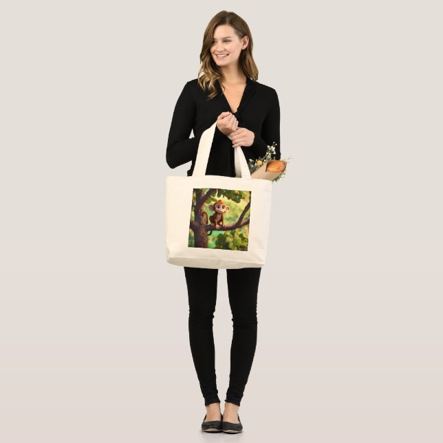 Bolsa Tote Grande Desheze As Mulheres, Maníaca, Macaco Cute Tote Bag (Frente (modelo))