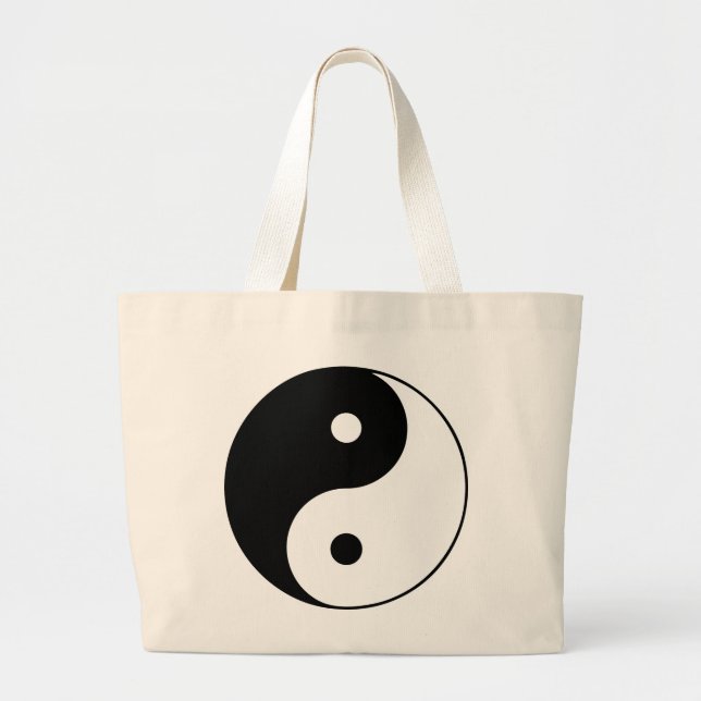 Bolsa Tote Grande Design clássico branco preto do símbolo de Yin (Frente)