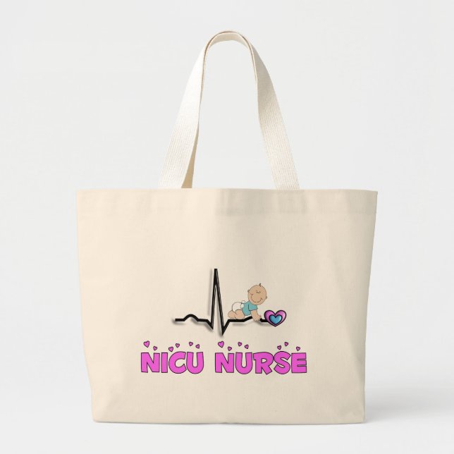 Bolsa Tote Grande Design da enfermeira QRS de NICU (Frente)