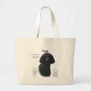 Bolsa Tote Grande Design da história da caniche (preto)