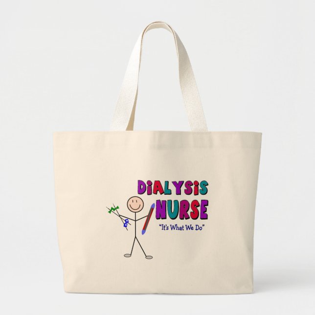 Bolsa Tote Grande Design da pessoa da vara da enfermeira da diálise (Frente)