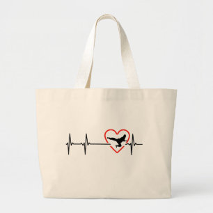 Bolsa Tote Grande design da pulsação do coração de taekwondo