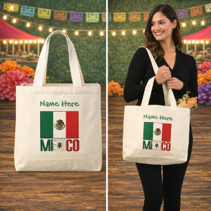 Bolsa Tote Grande Design de Bandeira do México Personalizado