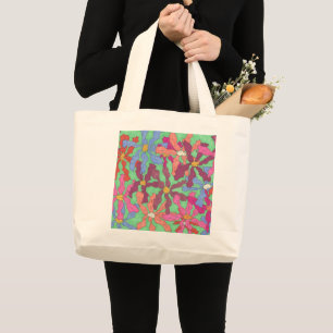 Bolsa Tote Grande Design de Boho do Padrão do Flor Retroativo