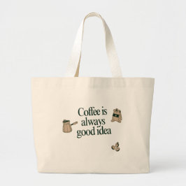 Bolsa Tote Grande Design de citação do café: Café é sempre uma boa i