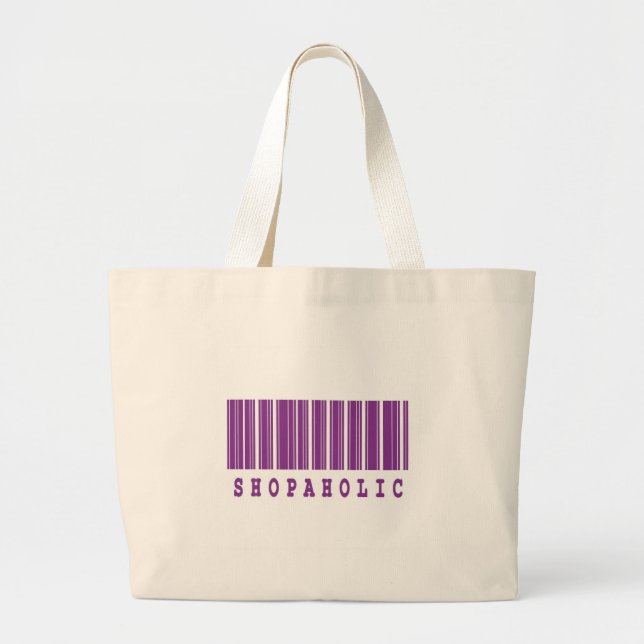 Bolsa Tote Grande design de código de barras de comprador compulsivo (Frente)