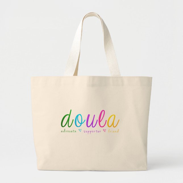 Bolsa Tote Grande Design de Doula do arco-íris (Frente)
