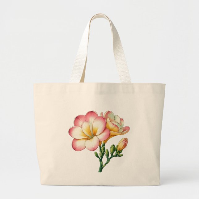 Bolsa Tote Grande Design de flor da Freesia (Frente)
