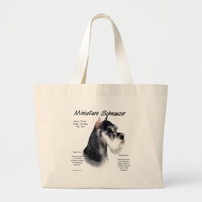 Bolsa Tote Grande Design de História de Miniatura Schnauzer (Frente)