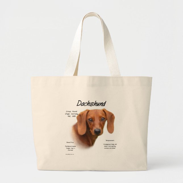 Bolsa Tote Grande Design de História do Dachshund (suave) (Frente)