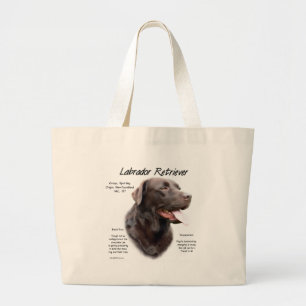 Bolsa Tote Grande Design de História do Labrador Retriever (chocolat