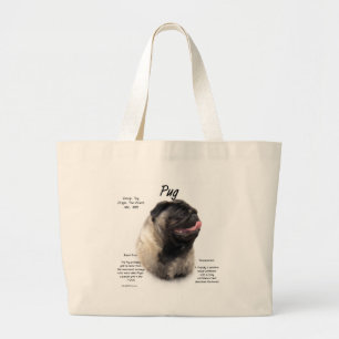 Bolsa Tote Grande Design de Histórico de Pug