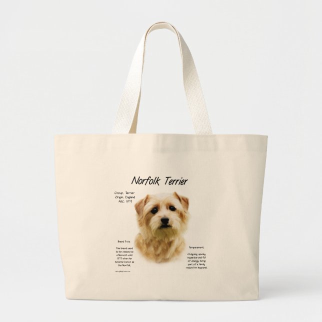 Bolsa Tote Grande Design de Histórico de Terrier Norfolk (Frente)