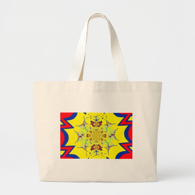 Bolsa Tote Grande Design de Impressão de Arte com Damasco Brilhante  (Frente)