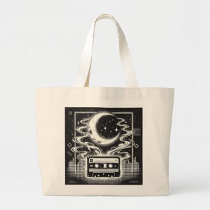 Bolsa Tote Grande Design de Poster etéreo dos anos 90 - Preto e Bran