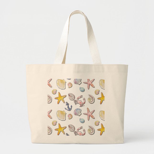 Bolsa Tote Grande Design de praia simples (Frente)