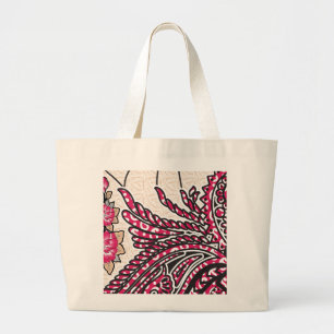 Bolsa Tote Grande Design decorativa com vermelho vívido e alfinete