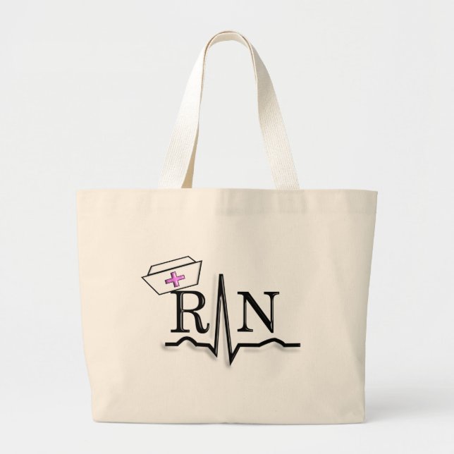 Bolsa Tote Grande Design do boné da enfermeira do RN QRS (Frente)